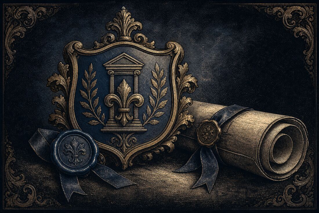 Escudo heráldico con sello de lacre